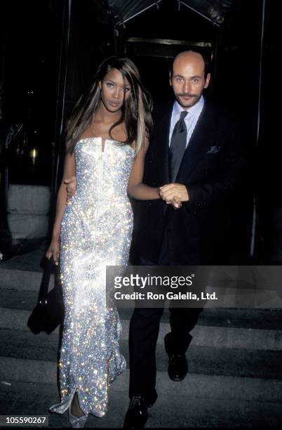 Naomi Campbell and guest during 1995 Costume Institute Gala at Metropolitan Museum of Art in New York City, New York, United States.