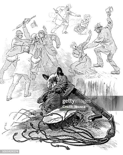 british london satire caricatures comics cartoon illustrations: violence - wife battering stock illustrations