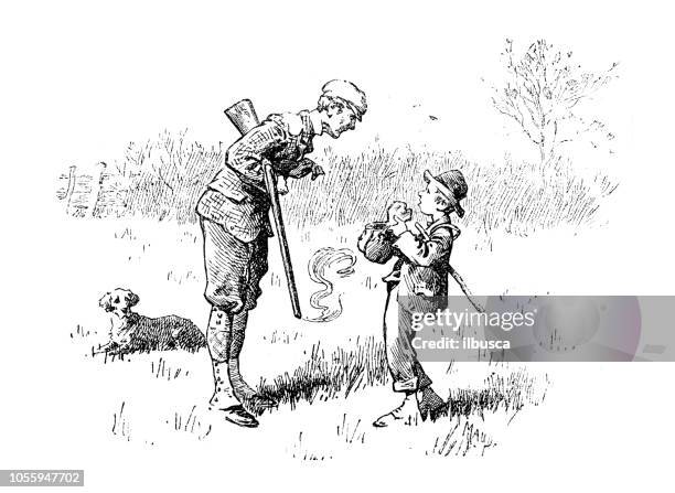 british london satire caricatures comics cartoon illustrations: hunter - caricature stock illustrations