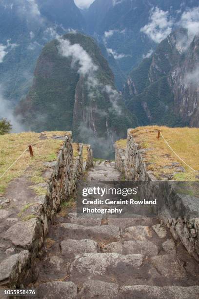 Steep stairs on a mountain side on the Inca trail at Machu Picchu Wall Art, Canvas Prints, Framed Prints, Wall Peels