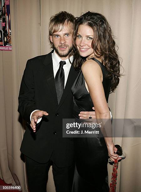 Dominic Monaghan and Evangeline Lilly during Glamour/Miramax Post Golden Globe Awards Party at Beverly Hills Hilton in Beverly Hills, California,...