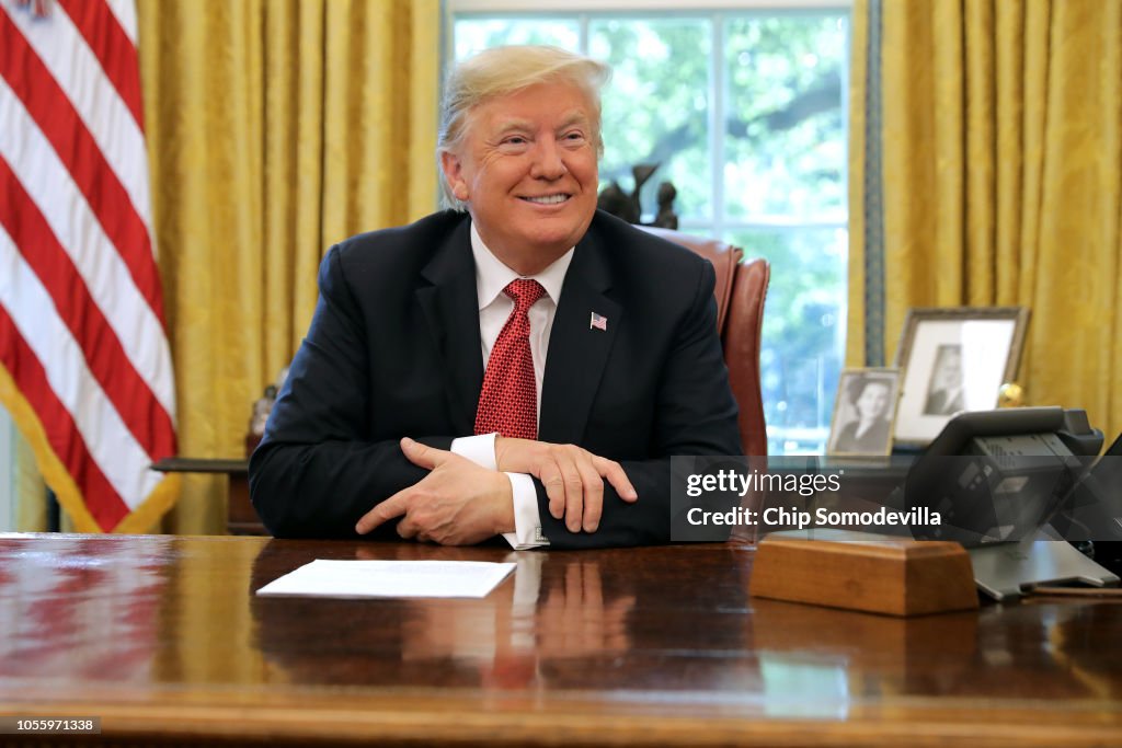 President Trump Meets With Workers In White House On Economic Plan