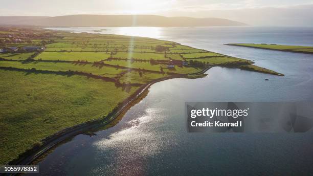 aerial view of galway bay, co. clare - galway stock pictures, royalty-free photos & images