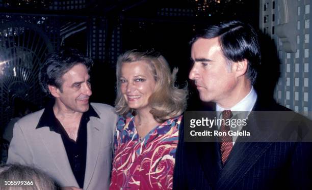 John Cassavetes, Gena Rowlands, and Jerry Brown during Women In Film International Luncheon at The Bistro in Los Angeles, California, United States.