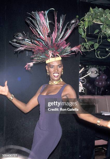 Grace Jones during Grace Jones' 42nd Birthday Party- May 21, 1990 at Stringfellow's Nightclub in New York City, NY, United States.