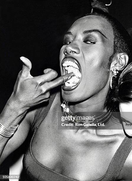 Grace Jones during Grace Jones' 42nd Birthday Party- May 21, 1990 at Stringfellow's Nightclub in New York City, NY, United States.