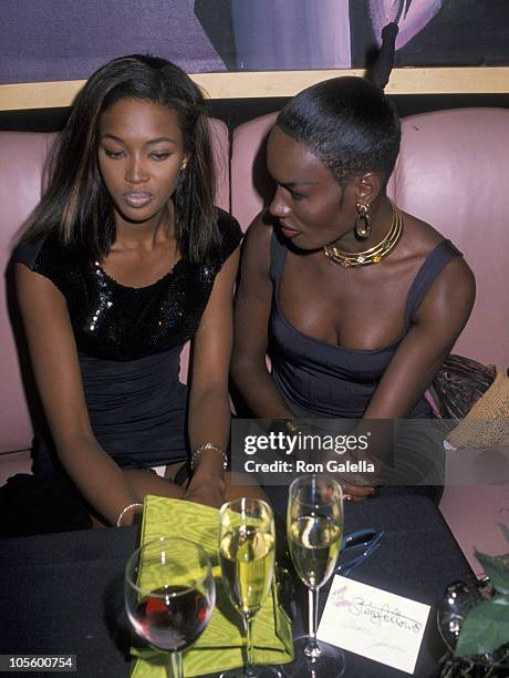 Naomi Campbell and Grace Jones during Grace Jones' 42nd Birthday Party- May 21, 1990 at Stringfellow's Nightclub in New York City, NY, United States.