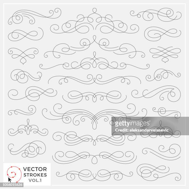 vector line drawing swirls - calligraphy stock illustrations