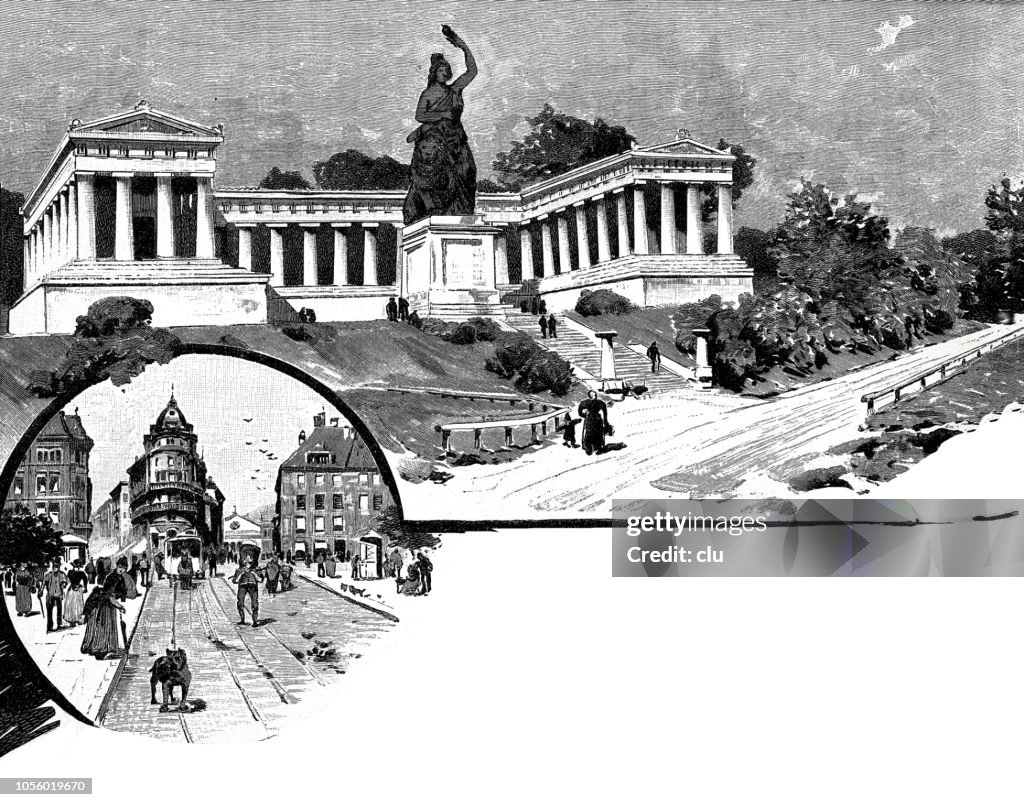 Munich Ruhmeshalle and statue Bavaria, Am Stachus