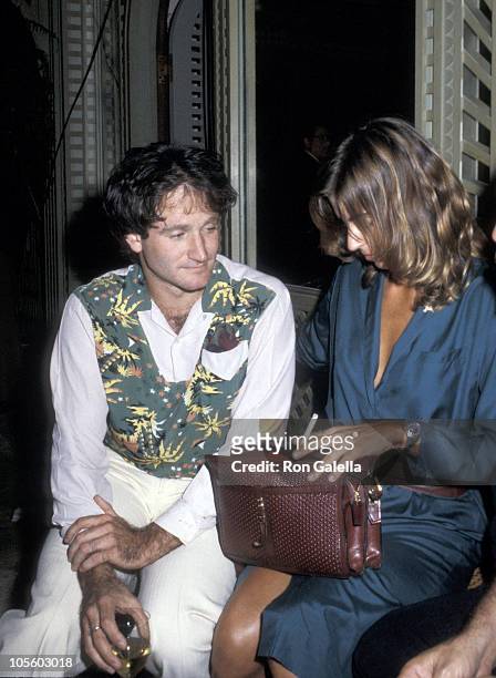 Robin Williams and wife Valerie Velardi during Opening Party of Peter Allen's "Up in One" at Bistro in Beverly Hills, California, United States.
