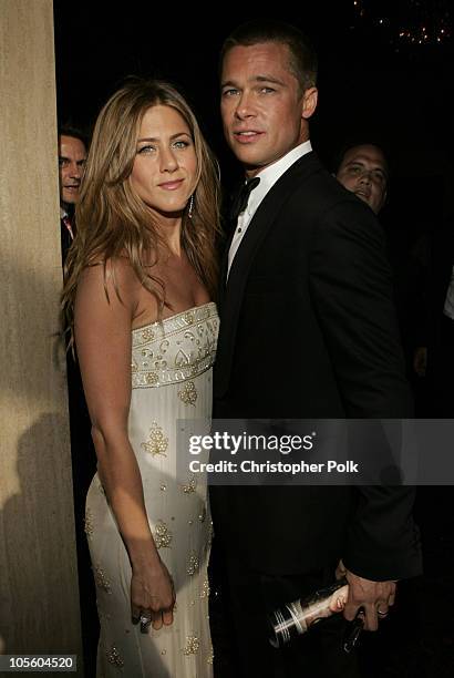 Brad Pitt and Jennifer Aniston during The 56th Annual Primetime Emmy Awards - Arrivals at The Shrine Auditorium in Los Angeles, California, United...