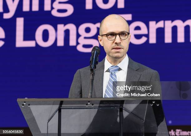 Sulzberger, Publisher, The New York Times, speaks onstage during the 2018 New York Times Dealbook on November 1, 2018 in New York City.