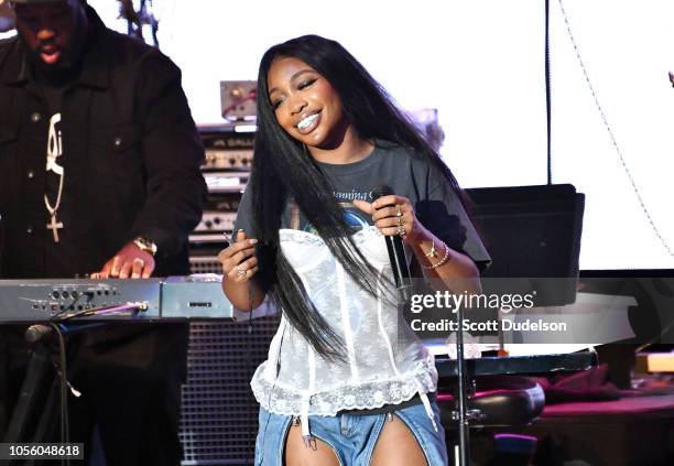 Singer SZA performs onstage during the Mac Miller: A Celebration of Life benefit concert on October 31, 2018 in Los Angeles, California.