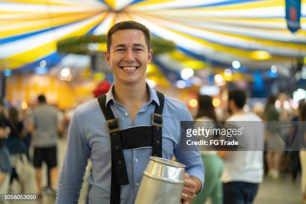 german descent man portrait at beer fest - oktoberfest 2018 stock pictures, royalty-free photos & images