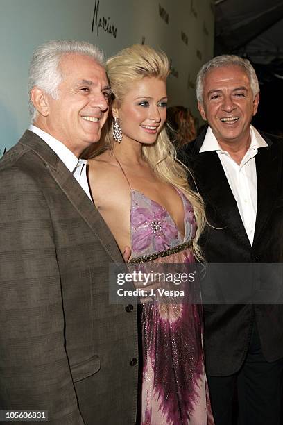 Paul Marciano, Paris Hilton and Maurice Marciano during The Launch of Marciano Hosted by Vanity Fair at Dolce in Los Angeles, California, United...