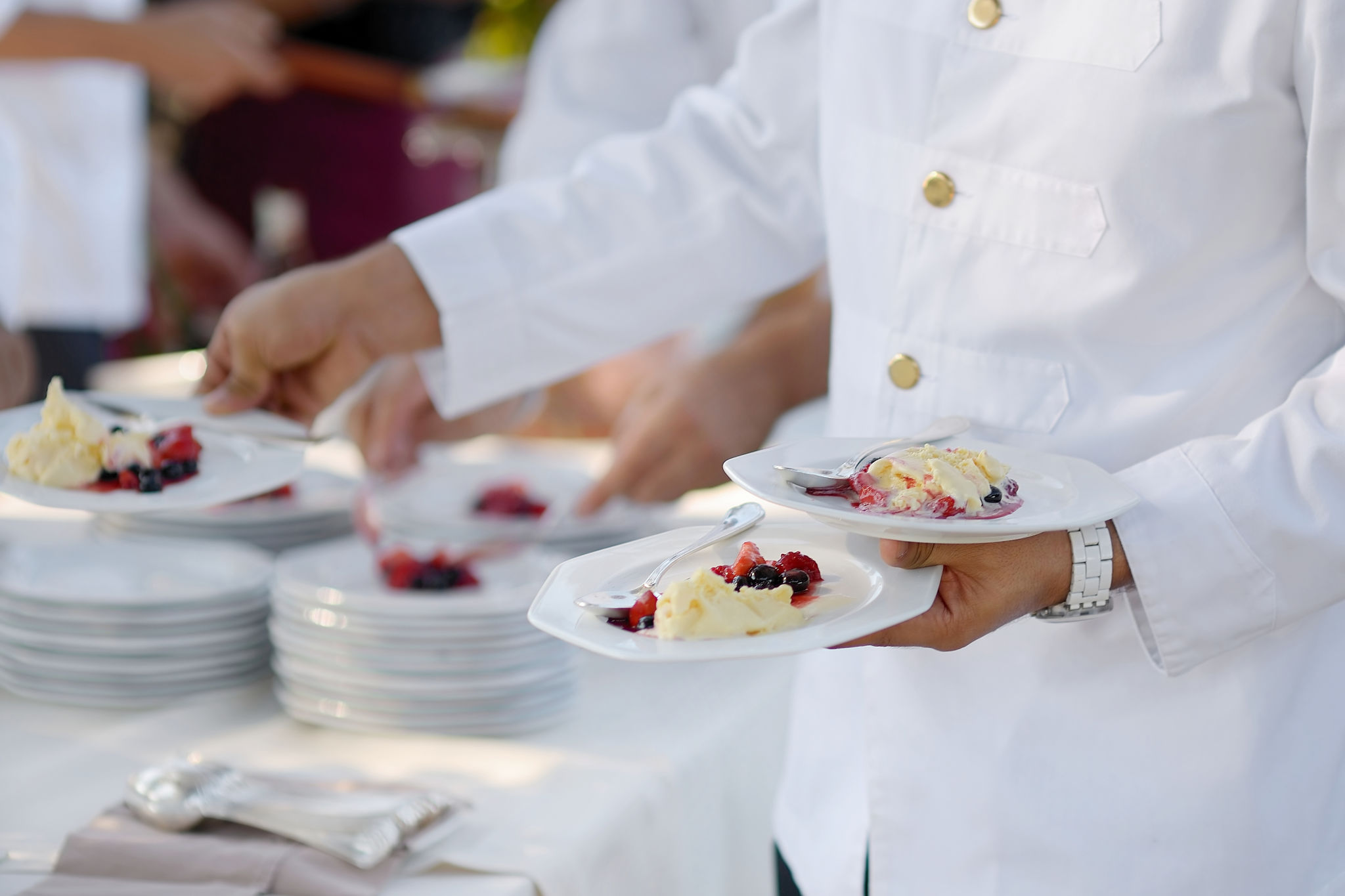 serving desserts