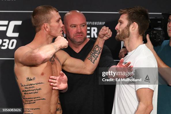 Jason Knight and Jordan Rinaldi pose for media during the UFC 230 ...