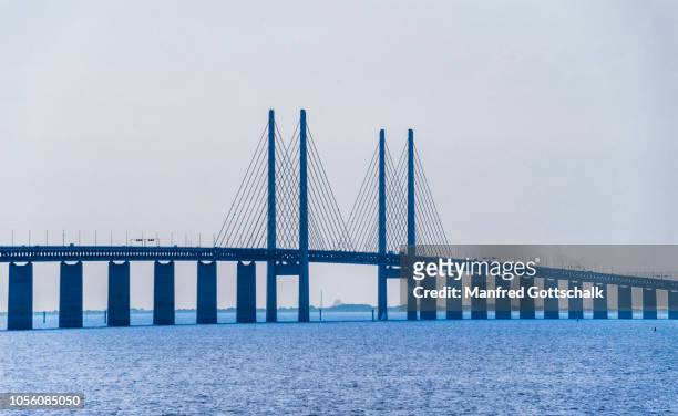 view of öresund bridge, malmö, scania, sweden, july 25, 2016 - oresund bridge stock pictures, royalty-free photos & images