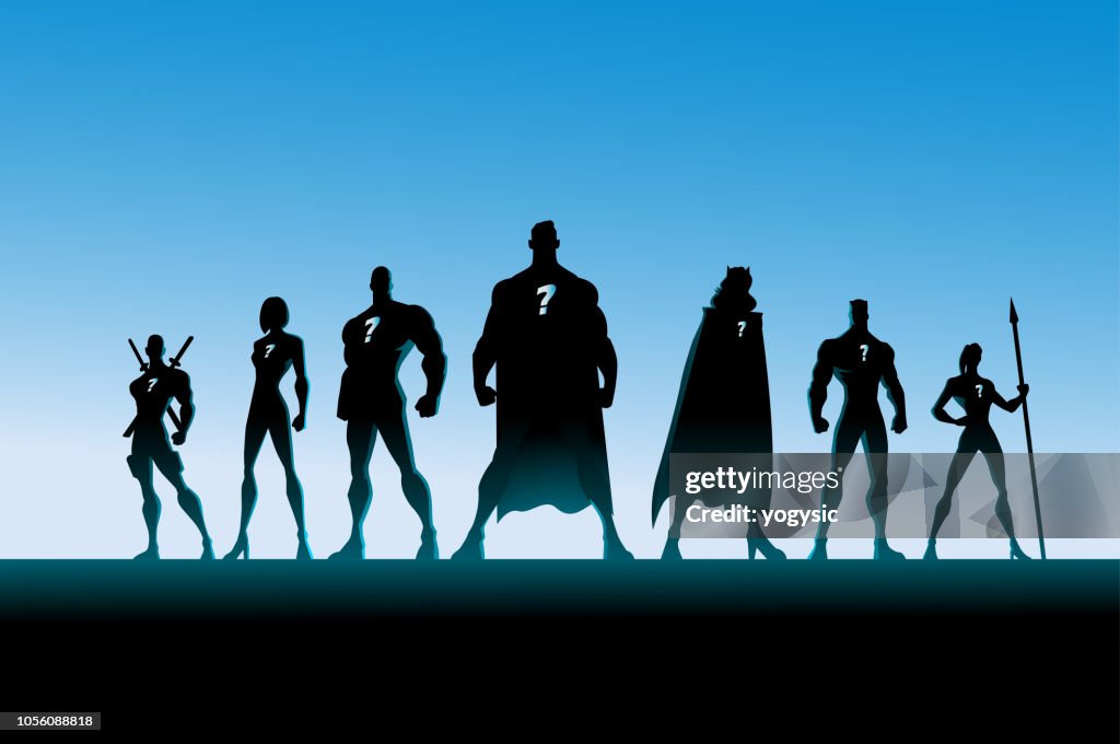 Vector Superhero Team Silhouette