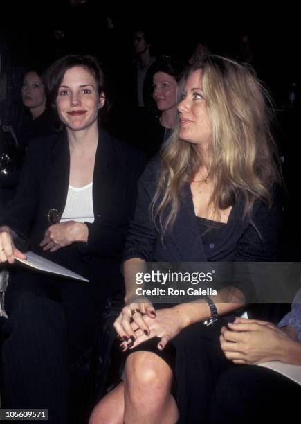 Mary Louise Parker and Marcee Klein during 1995 New York Fashion Week Fall - Gala at Bryant Park in New York City, New York, United States.