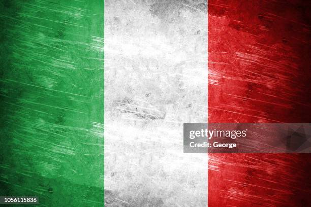 flag of italy, steel texture - italian flag stock pictures, royalty-free photos & images