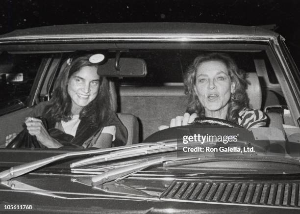 Leslie Bogart and Lauren Bacall during Lauren Bacall Sighting at Chasen's Restaurant - August 23, 1983 at Chasen's Restaurant in Los Angeles,...