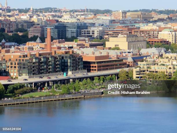 Aerial View And Skyline Of Georgetown Potomac River And Washington ...