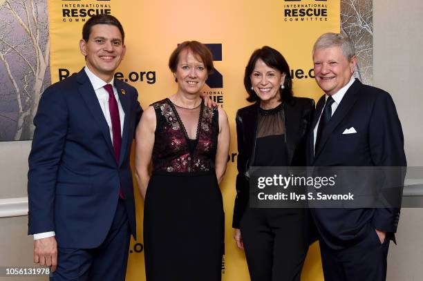 President & CEO, IRC David Miliband, Louise Shackelton, Katherine Farley and Jerry Speyer attends the 2018 Rescue Dinner hosted by the IRC at New...