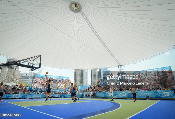 General view of 3x3 venue during Day 11 of Buenos Aires 2018 Youth Olympic Games at Urban Park Puerto Madero on October 17, 2018 in Buenos Aires,...