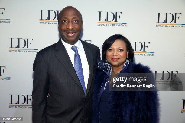 Honorary Chairs, Kenneth and Andrea Frazier attend the NAACP LDF 32nd National Equal Justice Awards Dinner at The Ziegfeld Ballroom on November 1,...