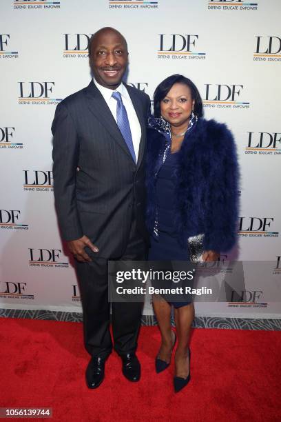 Honorary Chairs, Kenneth and Andrea Frazier attend the NAACP LDF 32nd National Equal Justice Awards Dinner at The Ziegfeld Ballroom on November 1,...