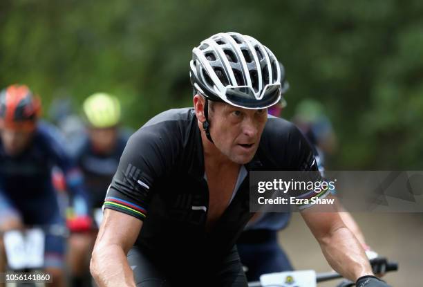 Lance Armstrong of the United States competes in Day 1 of the La Ruta de Los Conquistadores on November 1, 2018 in Jaco, Costa Rica. La Ruta de Los...