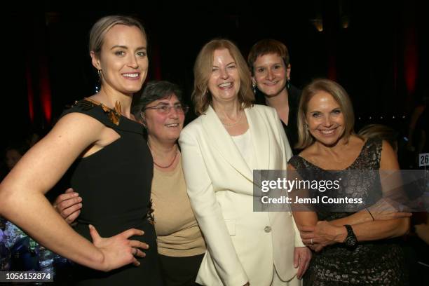 Taylor Schilling, Jessica Neuwirth, Julie Burton, Morgan Hoffman, and Katie Couric attend the 2018 Women's Media Awards at Capitale on November 1,...