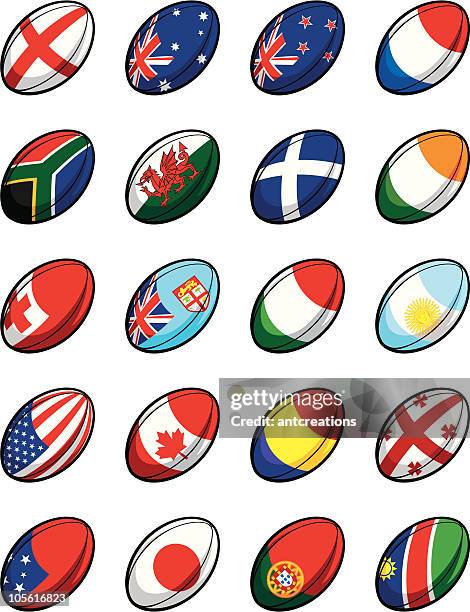 ilustrações, clipart, desenhos animados e ícones de copa do mundo de rugby 2007 equipe bolas - república da irlanda