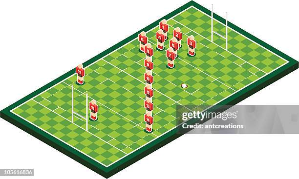 ilustrações, clipart, desenhos animados e ícones de campo de rúgbi isometric field - rugby shirt