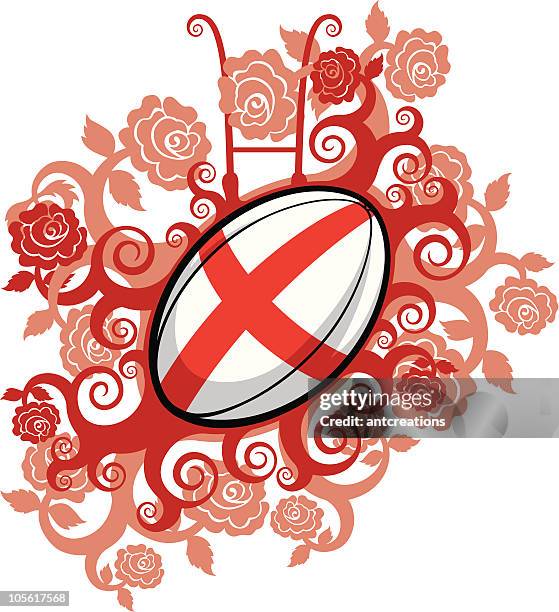 england rugby-ball emblem - england flag stock-grafiken, -clipart, -cartoons und -symbole