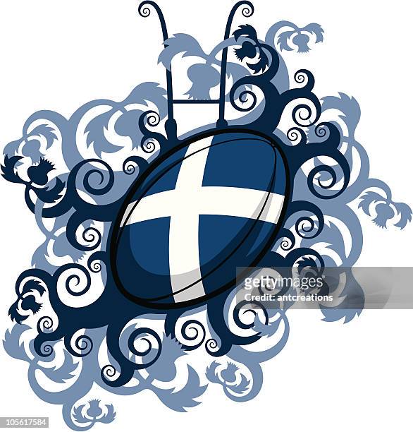 illustrations, cliparts, dessins animés et icônes de ballon de rugby emblem écosse - scotland