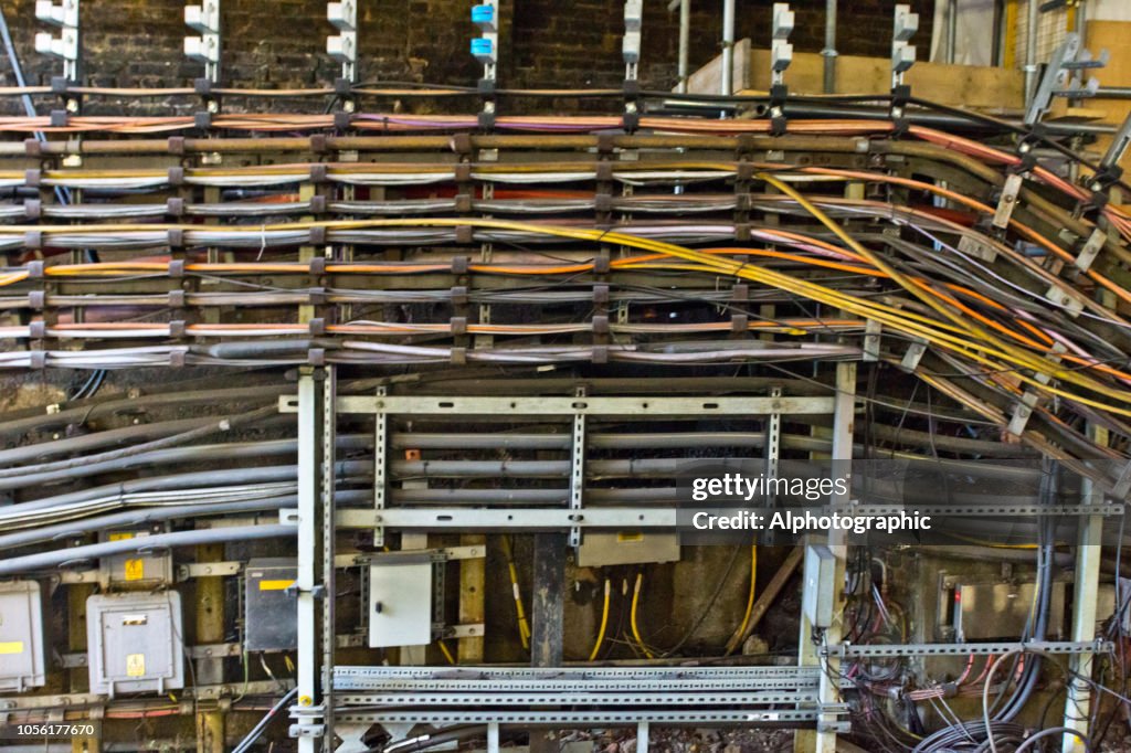 The Complex Wiring System On The Wall At The End Of An Underground ...