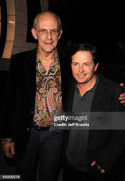 Actress Christopher Lloyd and Michael J. Fox arrive at Spike TV's "Scream 2010" at The Greek Theatre on October 16, 2010 in Los Angeles, California.