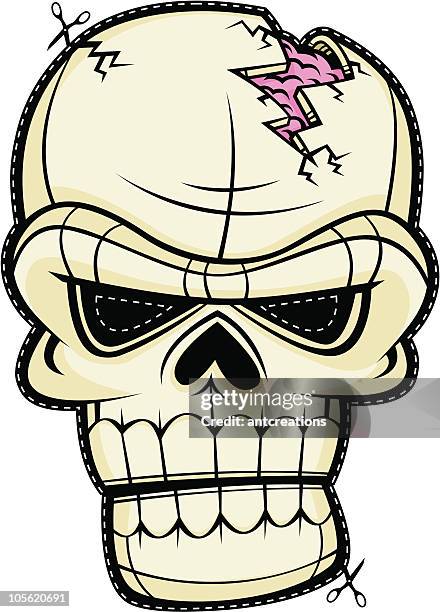 scary mask skull halloween head monster face - frowning stock illustrations
