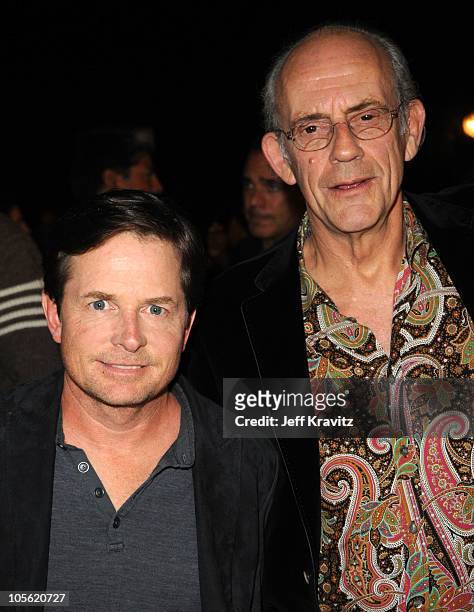 Actors Michael J. Fox and Christopher Lloyd arrive at Spike TV's "Scream 2010" at The Greek Theatre on October 16, 2010 in Los Angeles, California.