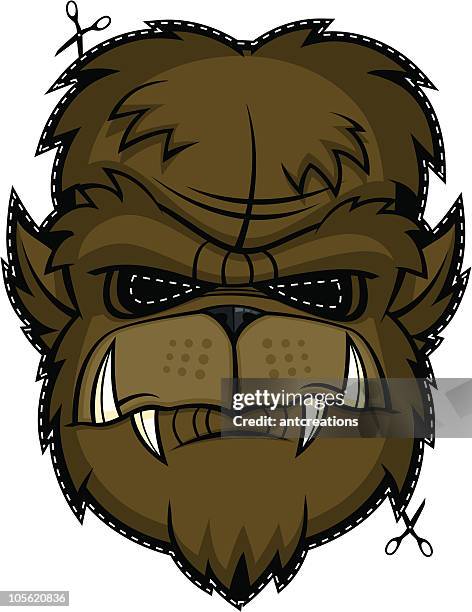 scary mask werewolf halloween head monster face - werewolf costume stock illustrations