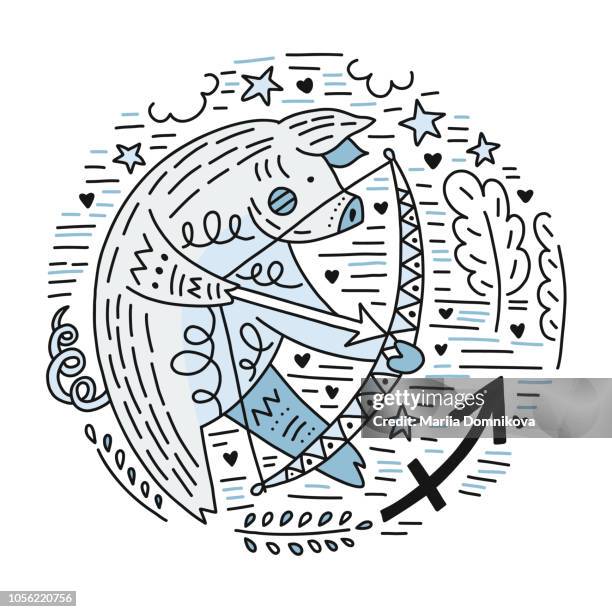 zodiac signs sagittarius - piglet stock illustrations