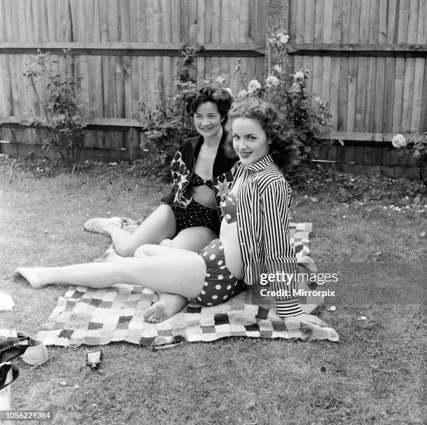 Ice skaters, Mrs Jean Humphries, left, and Trudi Nugent from the Ice show Wild Fire on at the Empress Hall, pictured at the Roehampton Swimming pool....