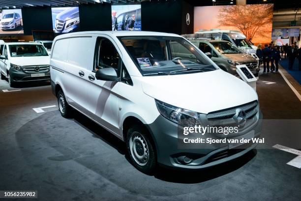 Mercedes-Benz Vito panel van light commercial vehicle on display at Brussels Expo on January 13, 2017 in Brussels, Belgium. The Mercedes Benz VIto is...