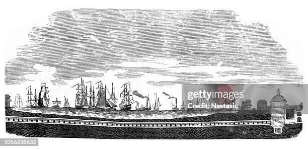 thames tunnel in london, world's first tunnel under a river - paris metro stock illustrations