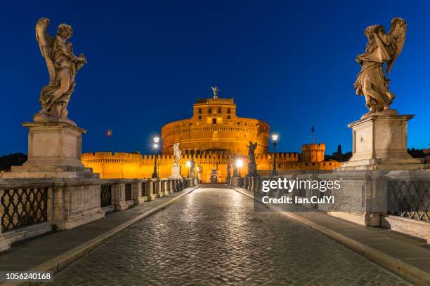 castel sant'angelo and sant'angelo bridge (dusk) - castel santangelo bildbanksfoton och bilder