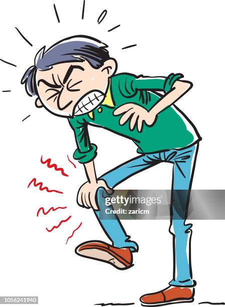 ilustraciones, imágenes clip art, dibujos animados e iconos de stock de dolor en la rodilla. - artritis