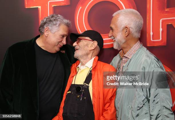 Harvey Fierstein, Larry Kramer and David Webster attend the Broadway Opening Night of "Torch Song" at the Hayes Theater on Noveber 1, 2018 in New...