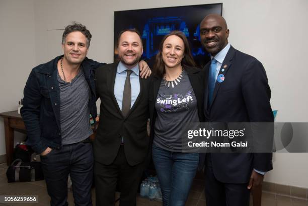 Mark Ruffalo, Corey Johnson, Adrienne Lever and Michael Blake attend Swing Left's "The Last Weekend" Election Rally at Cooper Union on November 1,...